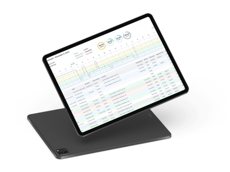 Driver app log screen on a tablet