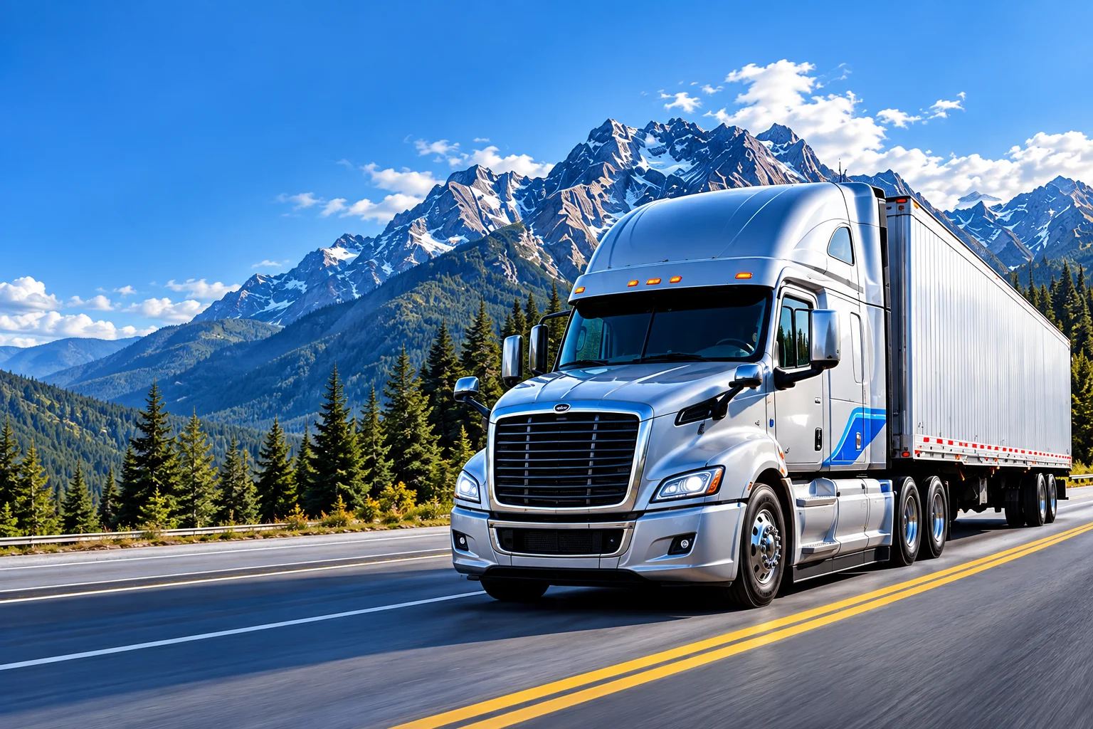 Truck on a mountain highway